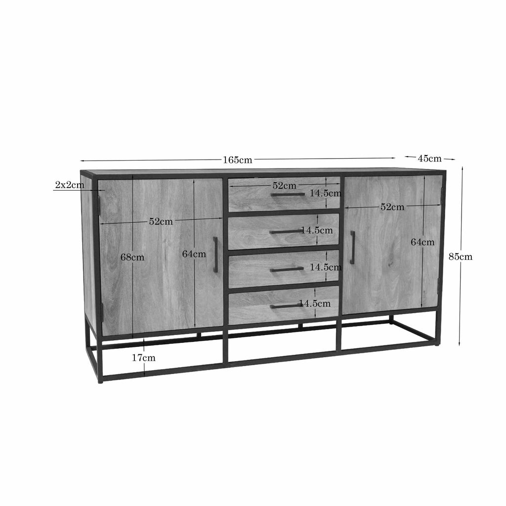 Dressoir Dakota | 4 Lades | Massief mango naturel