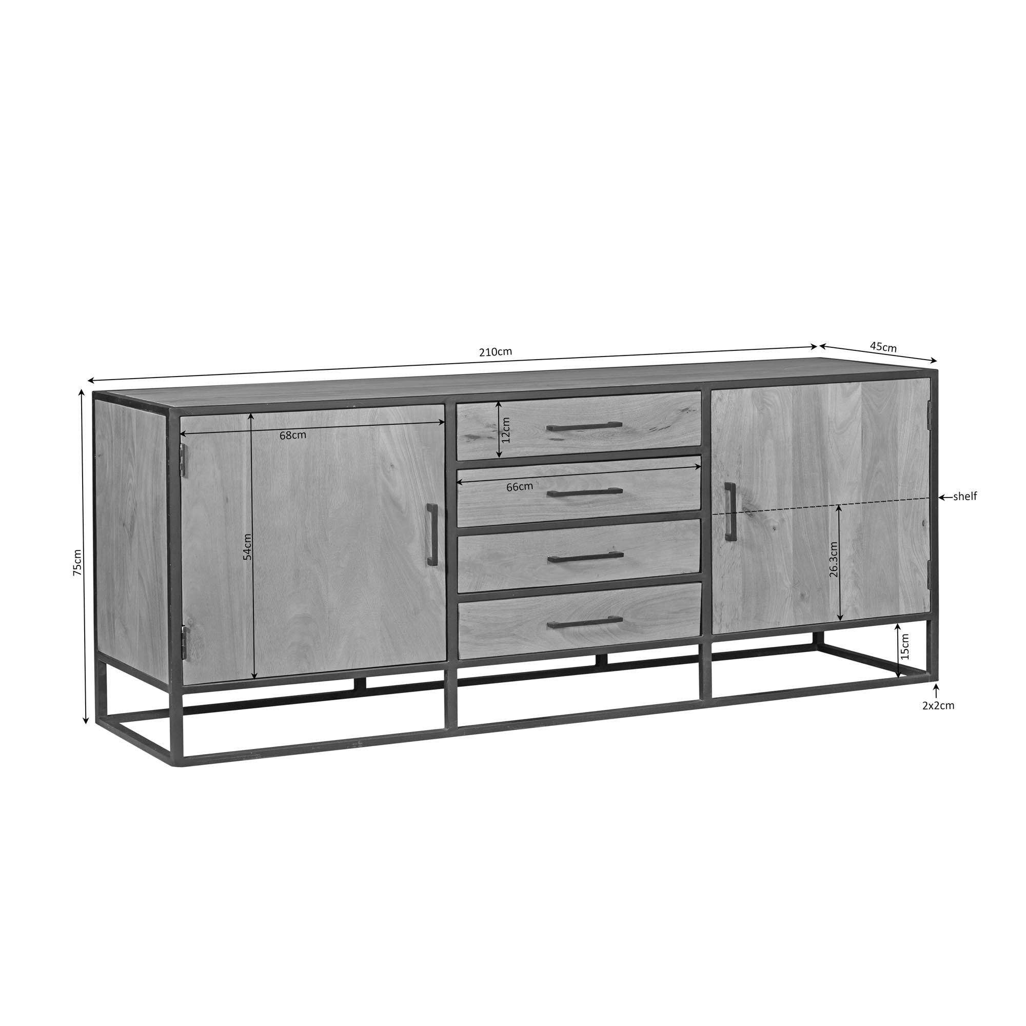 Dressoir Dakota | 4 lades | Massief mangohout licht