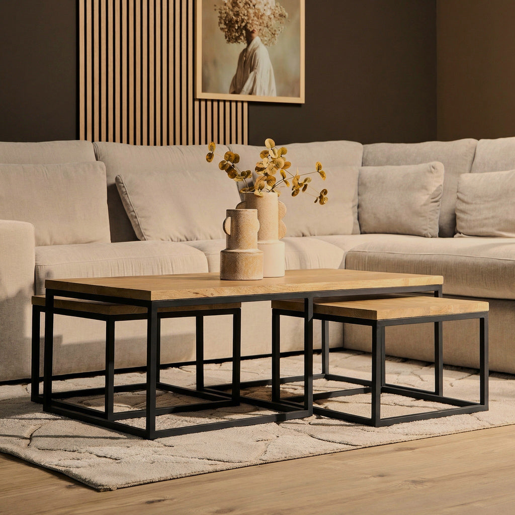 Salontafel Set Dakota | 3-delig | Mango & Zwart