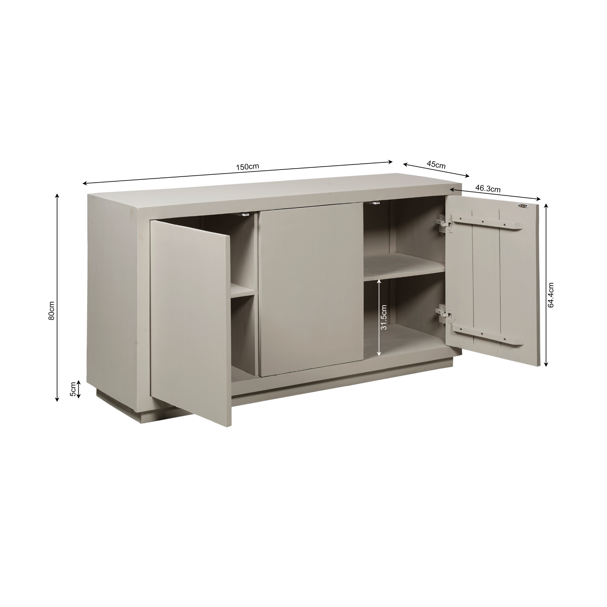 Dressoir Brussel | 3-Deuren | Mangohout zand