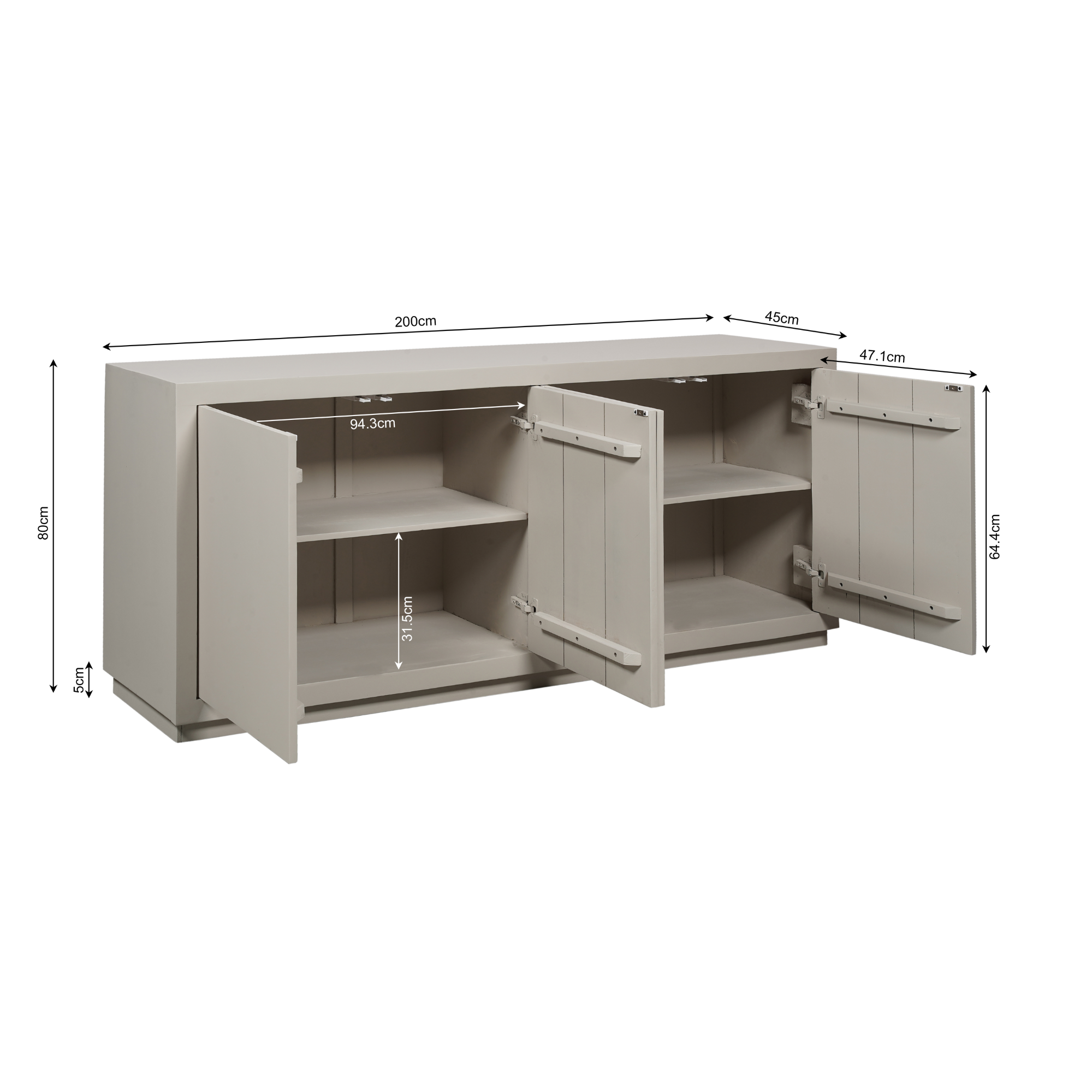 Dressoir Brussel | Sand finish | Mangohout 4-deurs