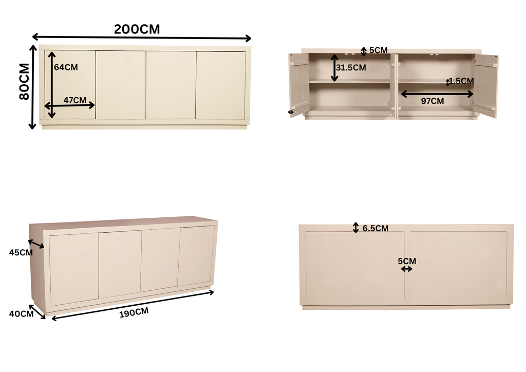 Dressoir Brussel | Sand finish | Mangohout 4-deurs