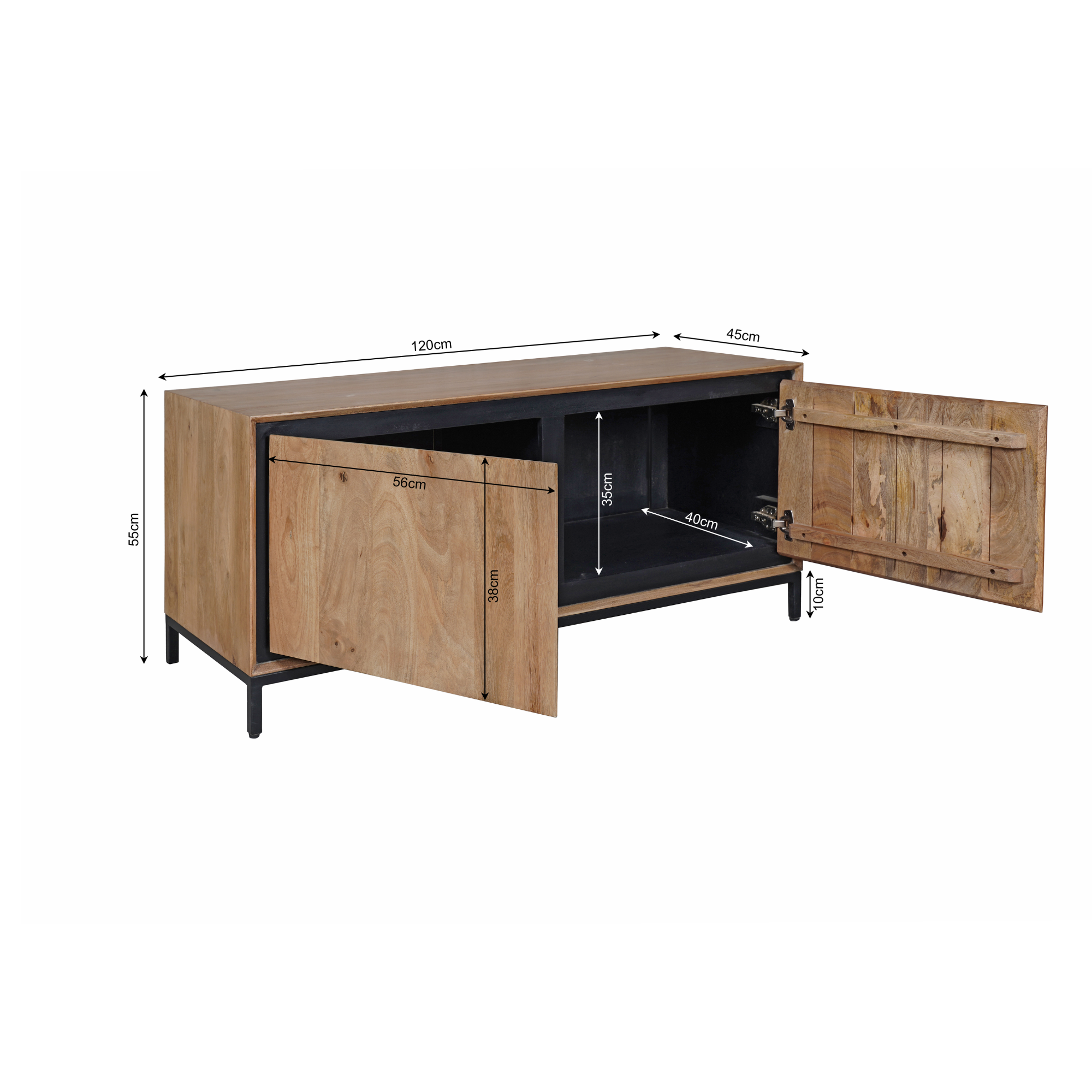 Tv-meubel RichWood | 2 deuren | Gelakt mangohout