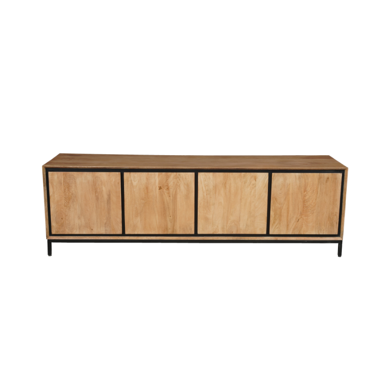Tv-meubel RichWood | 4 Deuren | Mangohout Zwart