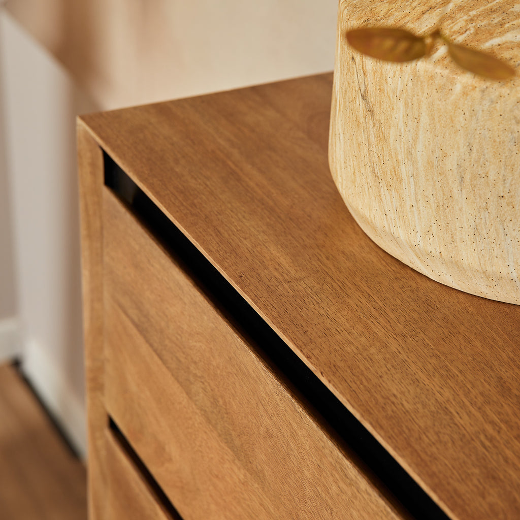 Ladekast RichWood | 5 Lade | Gelakt mangohout & zwart