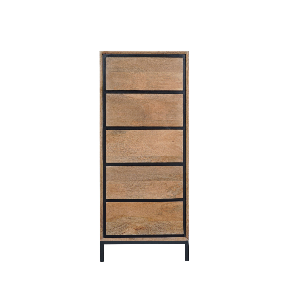 Ladekast RichWood | 5 Lade | Gelakt mangohout & zwart