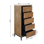 Ladekast RichWood | 5 Lade | Gelakt mangohout & zwart