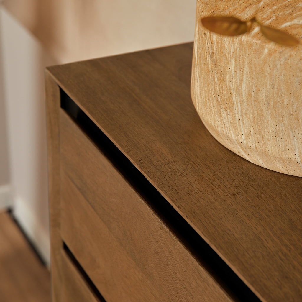 Ladekast RichWood | 5 Lade | Gelakt mangohout & zwart