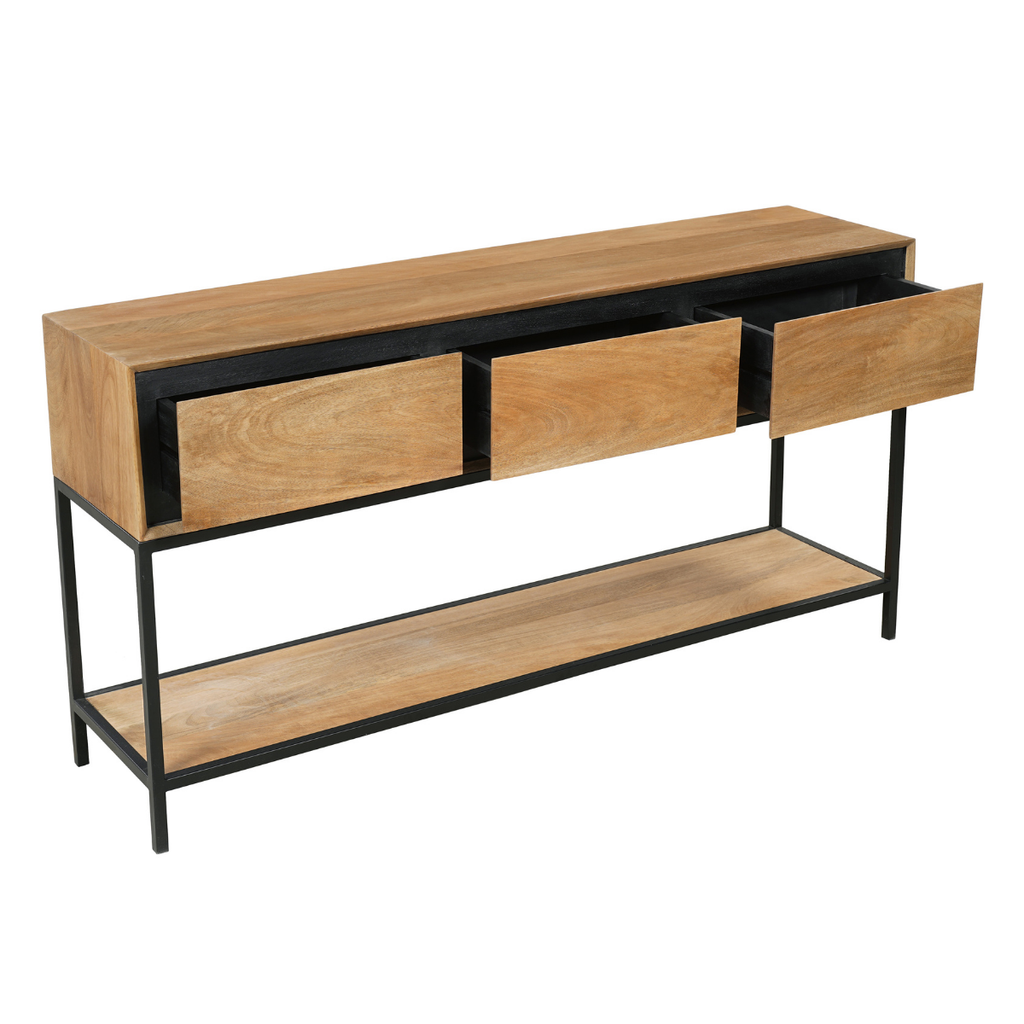 Sidetable RichWood | 3 Lade | Mangohout & Zwart