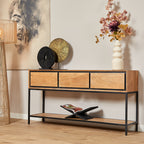 Sidetable RichWood | 3 Lade | Mangohout & Zwart