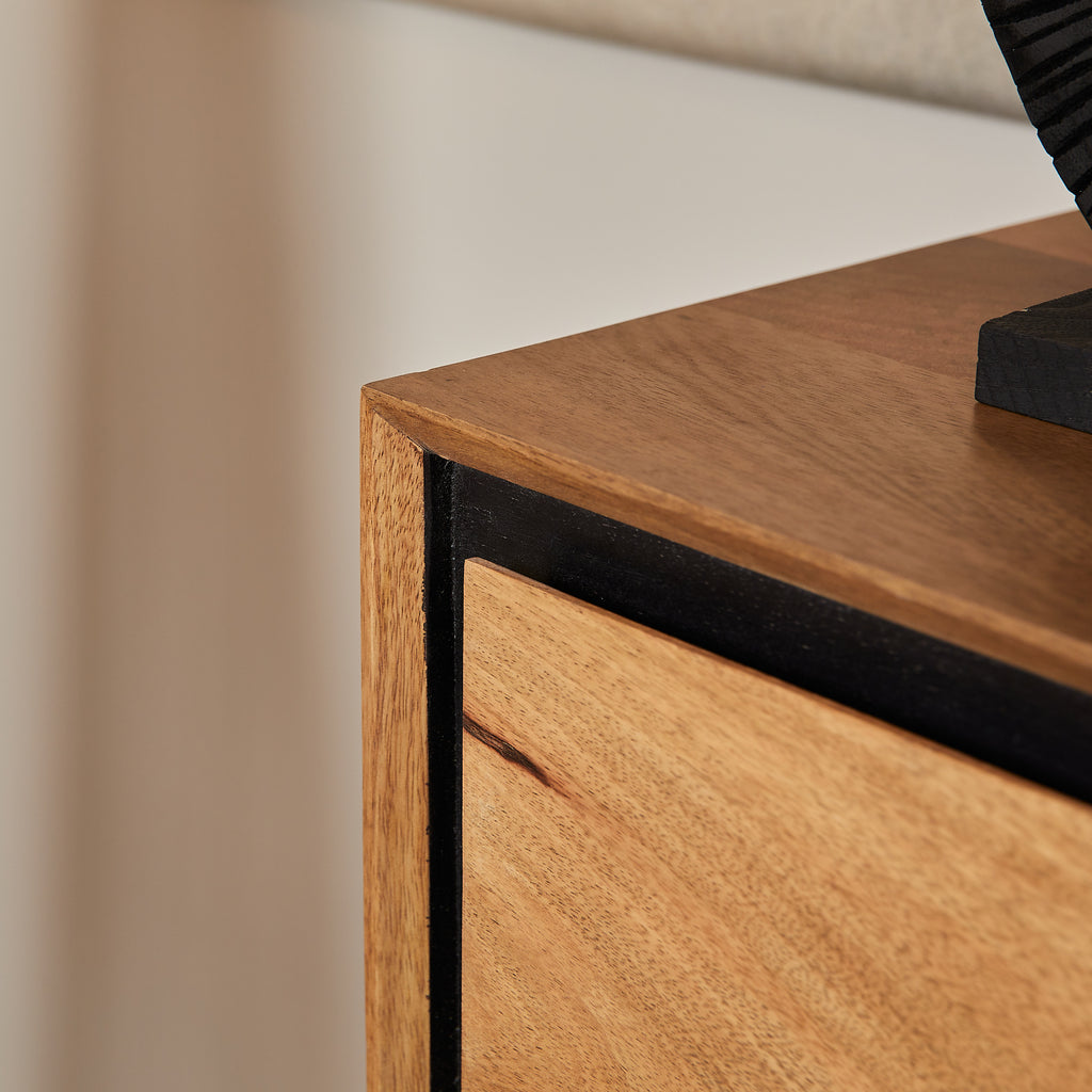 Sidetable RichWood | 4 Lades | Mangohout & Zwart