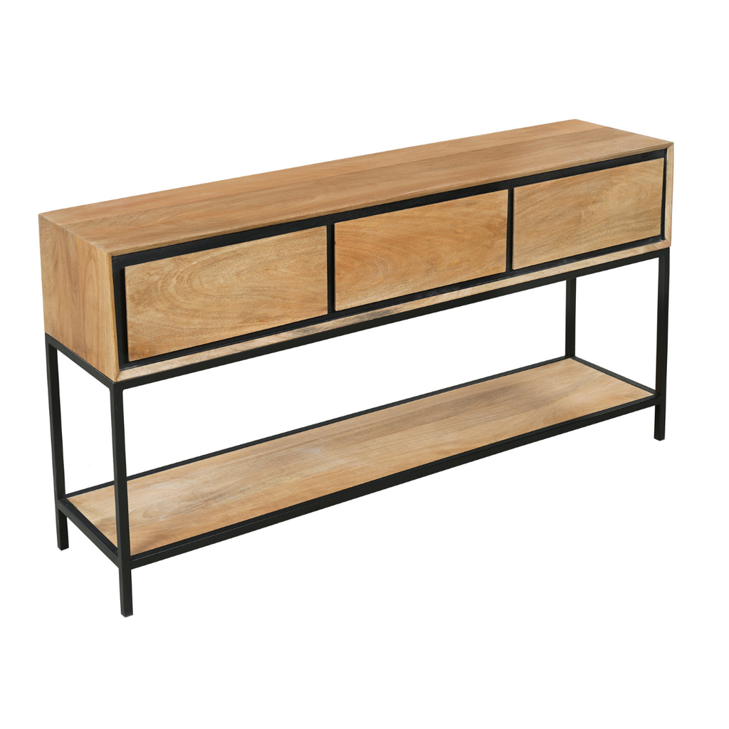 Sidetable RichWood | 3 Lade | Mangohout & Zwart