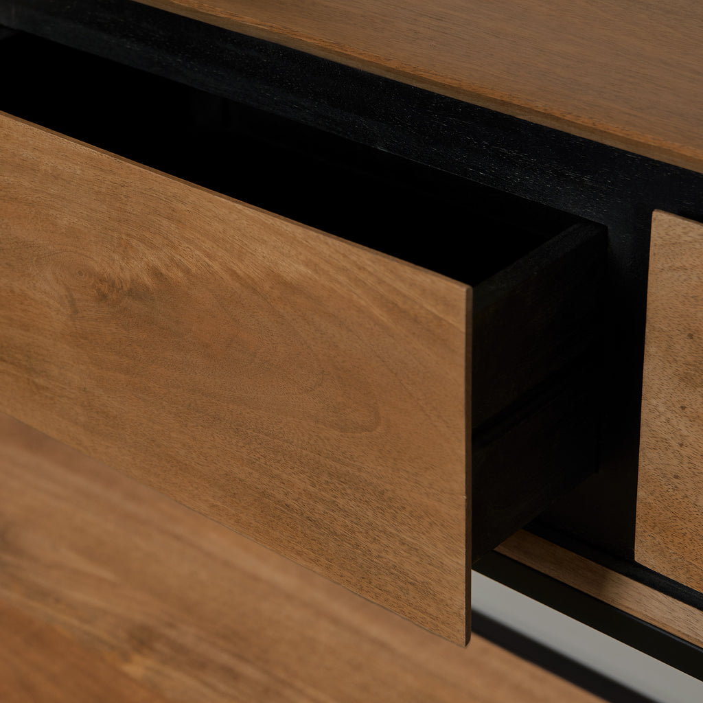 Sidetable RichWood | 3 Lade | Mangohout & Zwart