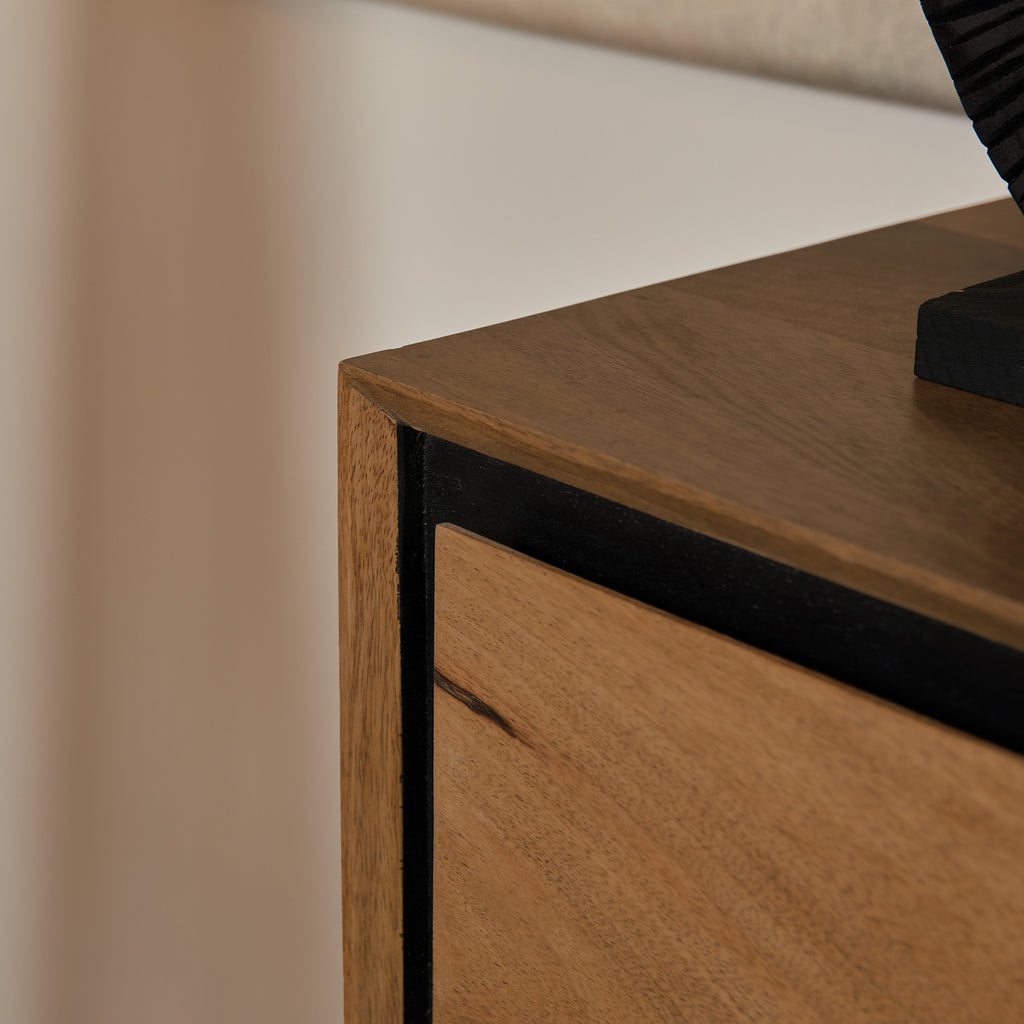 Sidetable RichWood | 3 Lade | Mangohout & Zwart