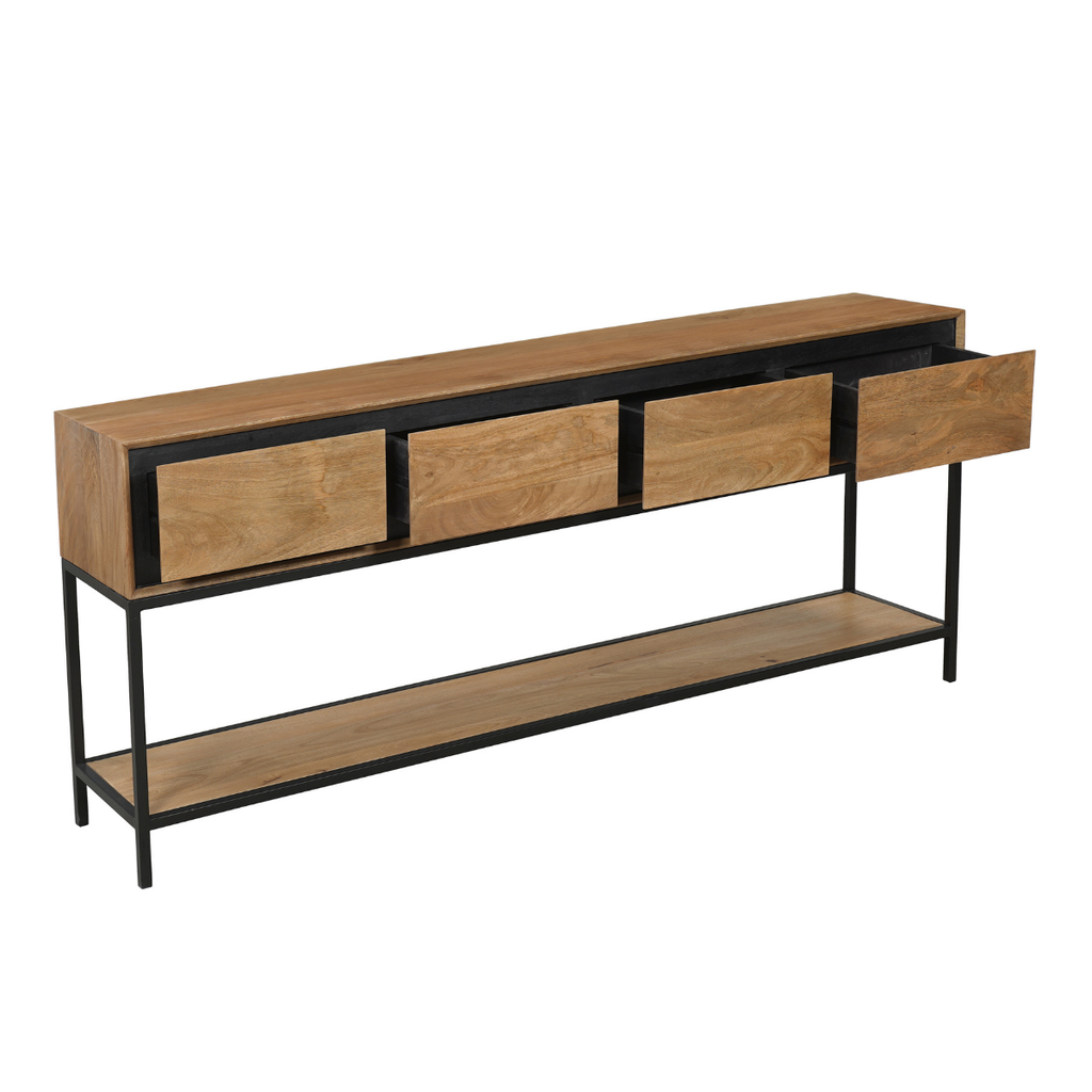 Sidetable RichWood | 4 Lades | Mangohout & Zwart