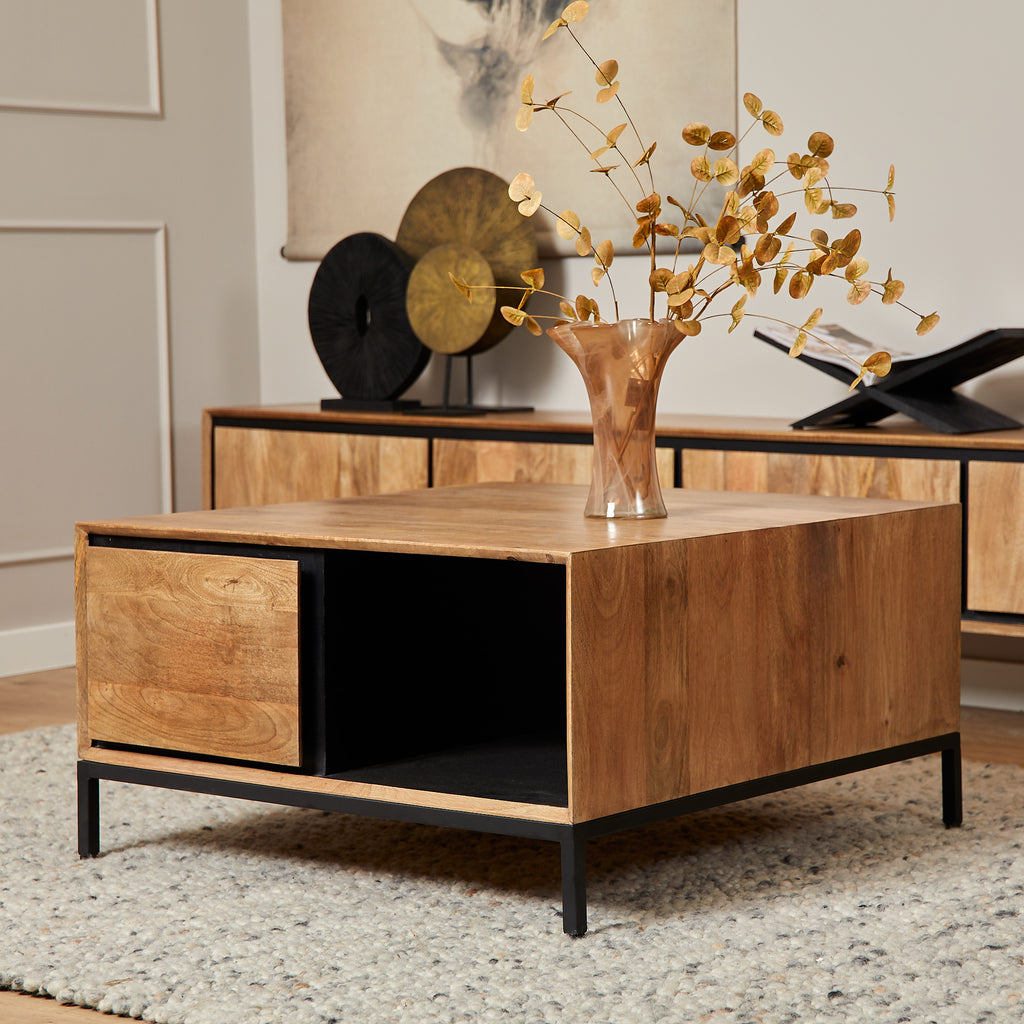 Salontafel RichWood | 2 Laden | Gelakt mangohout