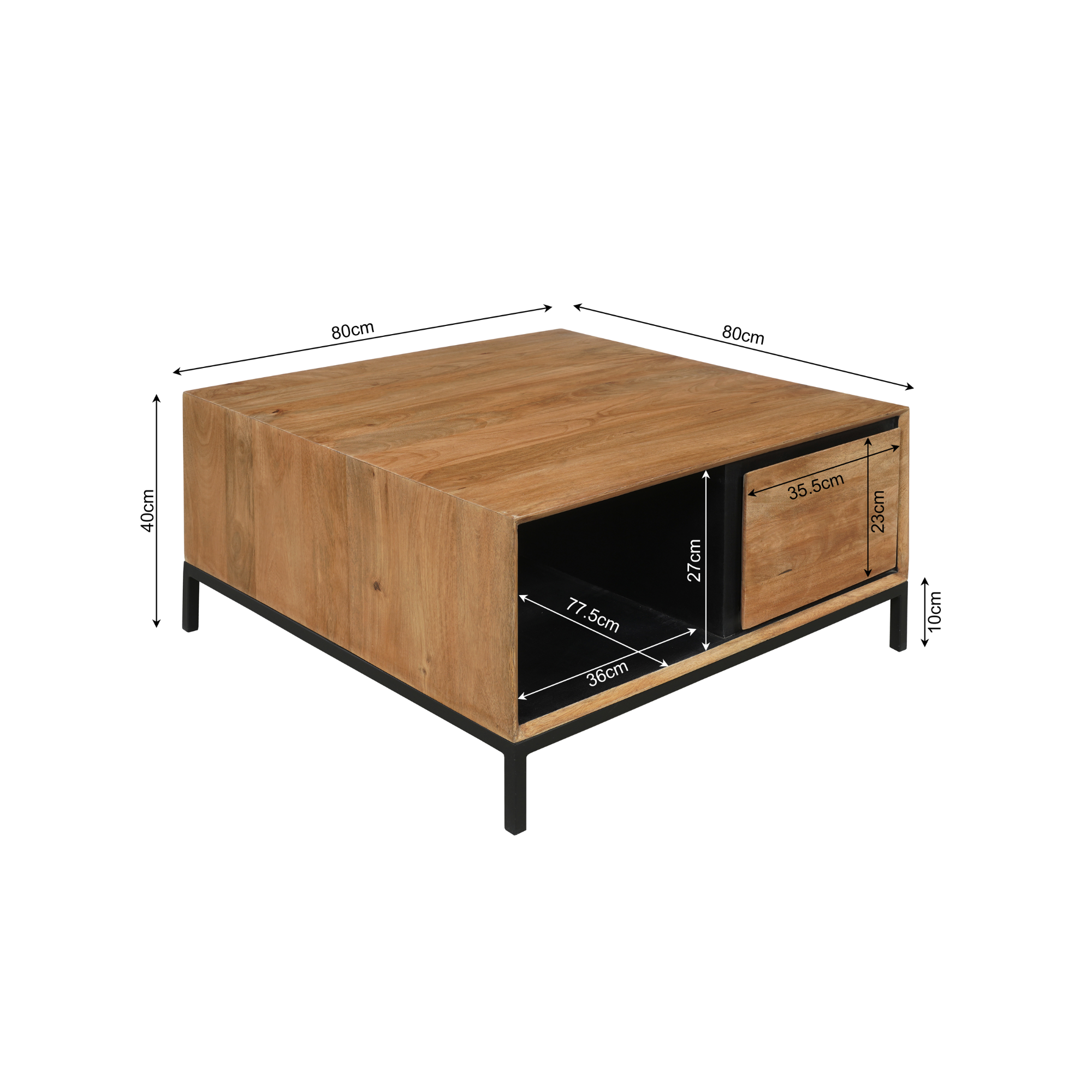 Salontafel RichWood | 2 Laden | Gelakt mangohout