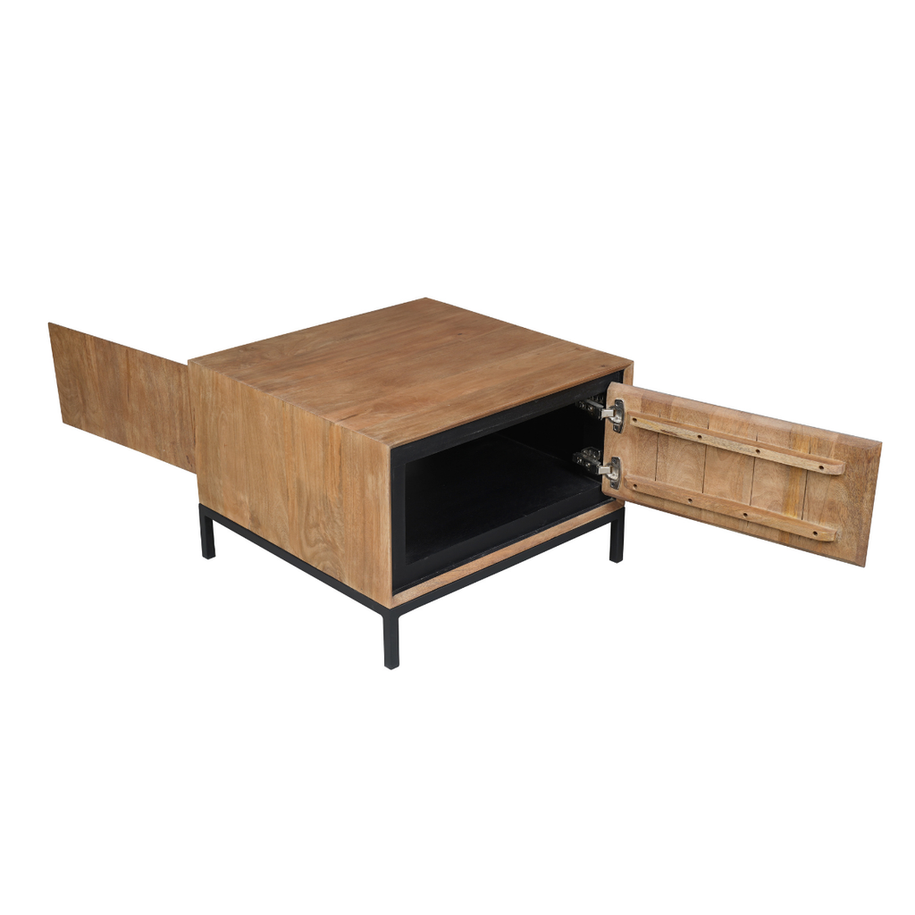 Bijzettafel RichWood | Mangohout | Zwart onderstel
