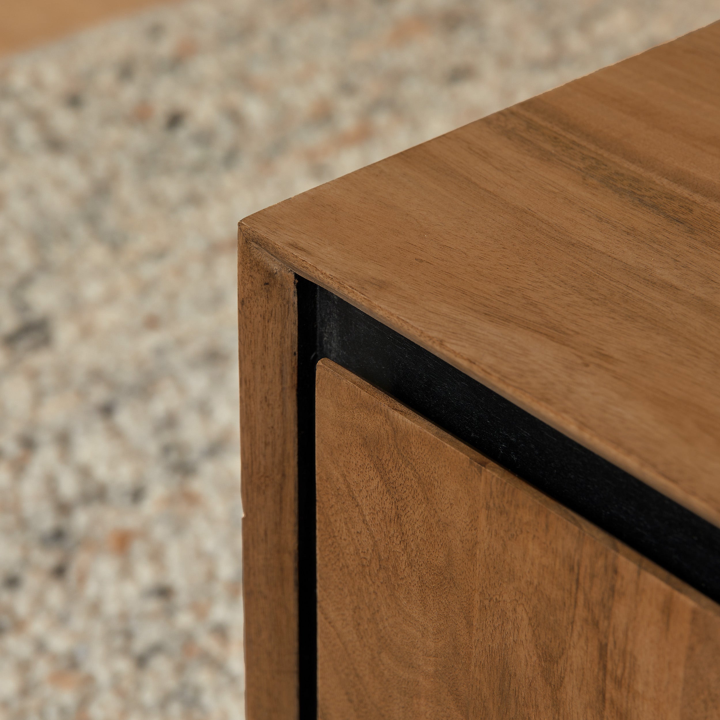 Bijzettafel RichWood | Mangohout | Zwart onderstel