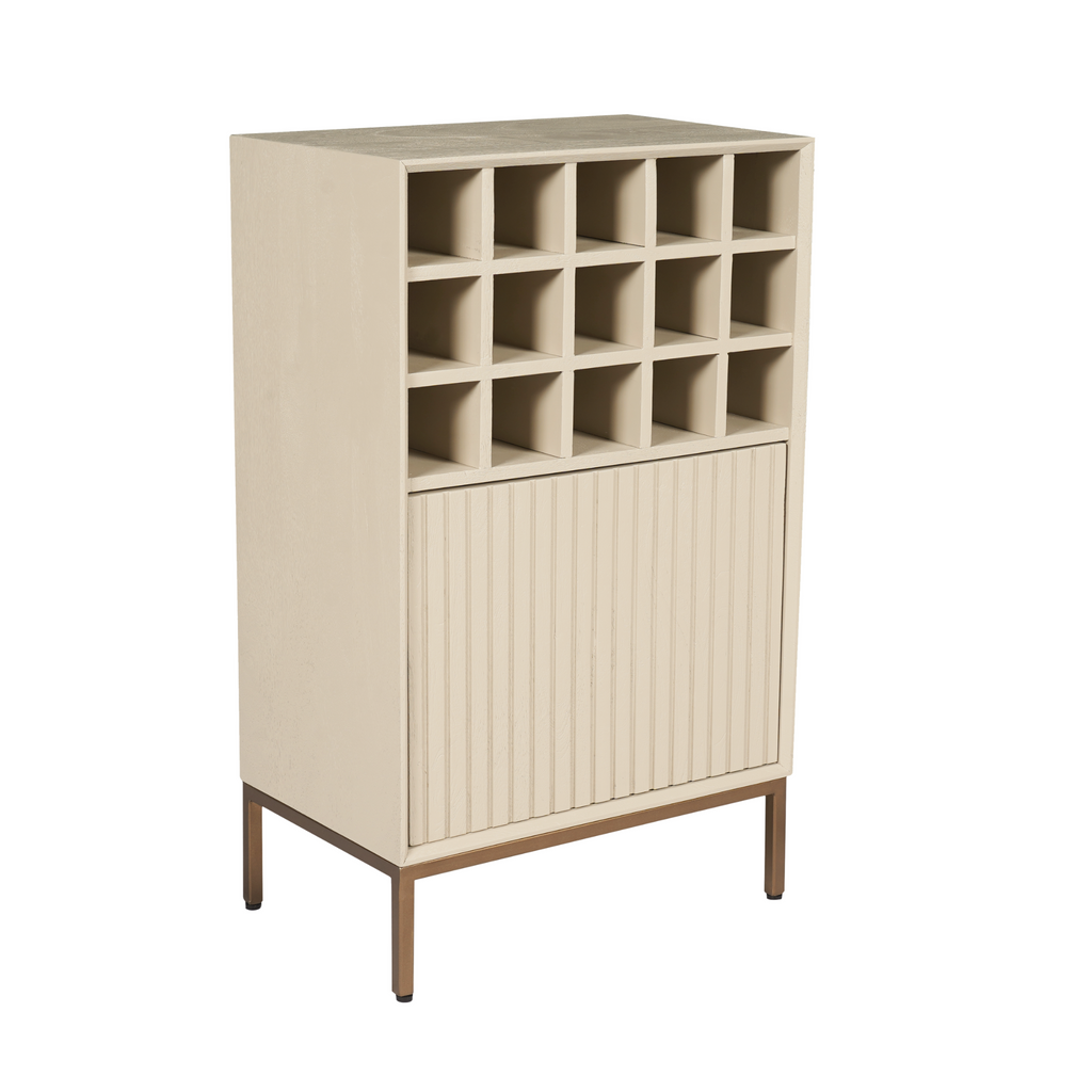 Wijnkast Madison | Sand | Mangohout & Brons
