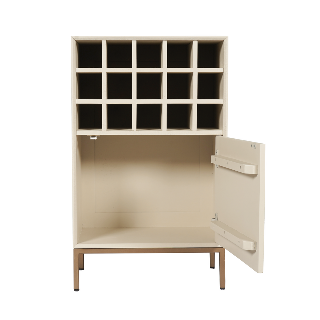 Wijnkast Madison | Sand | Mangohout & Brons