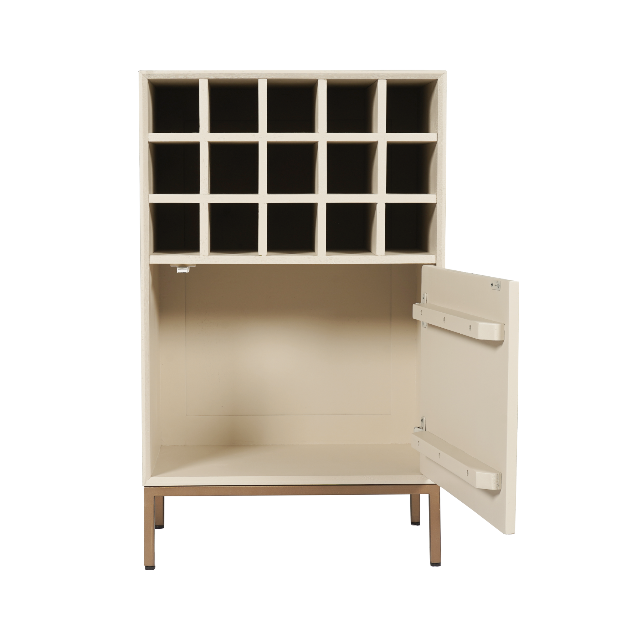 Wijnkast Madison | Sand | Mangohout & Brons