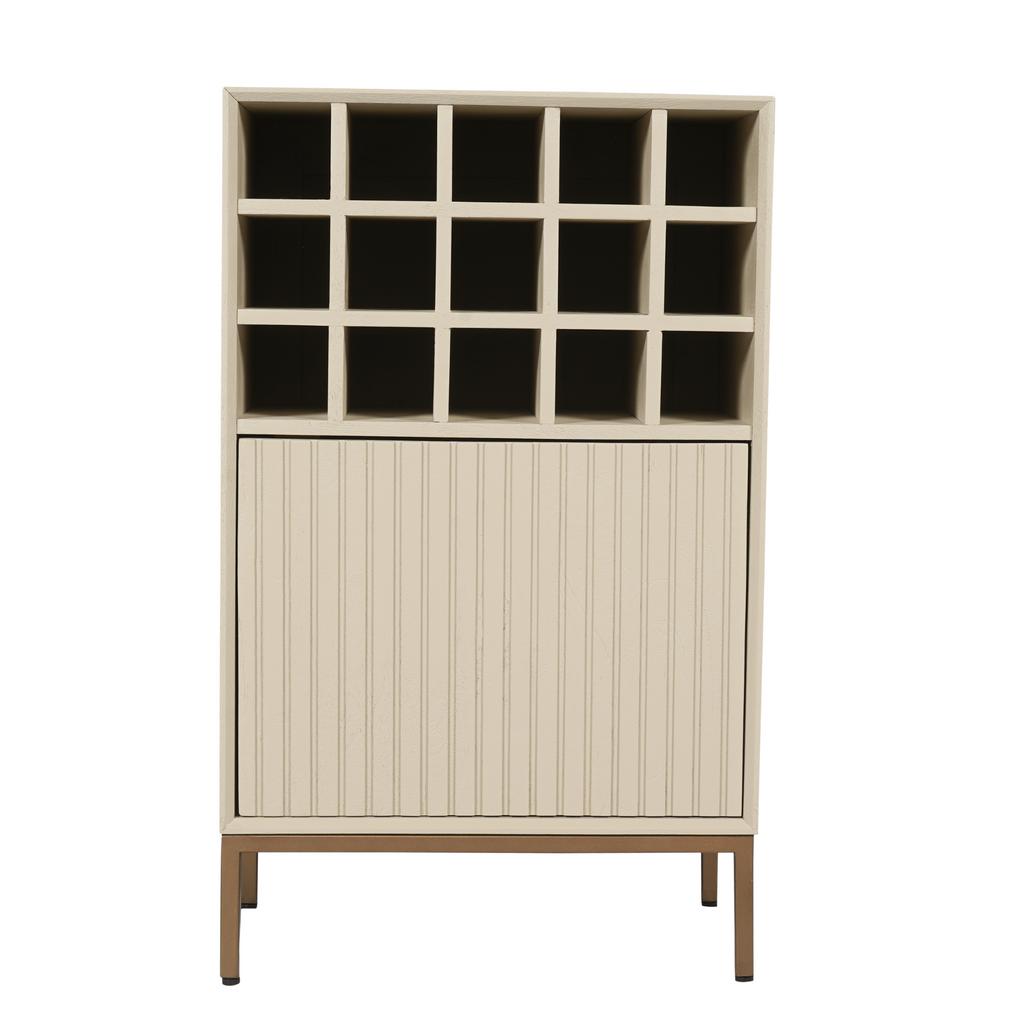 Wijnkast Madison | Sand | Mangohout & Brons