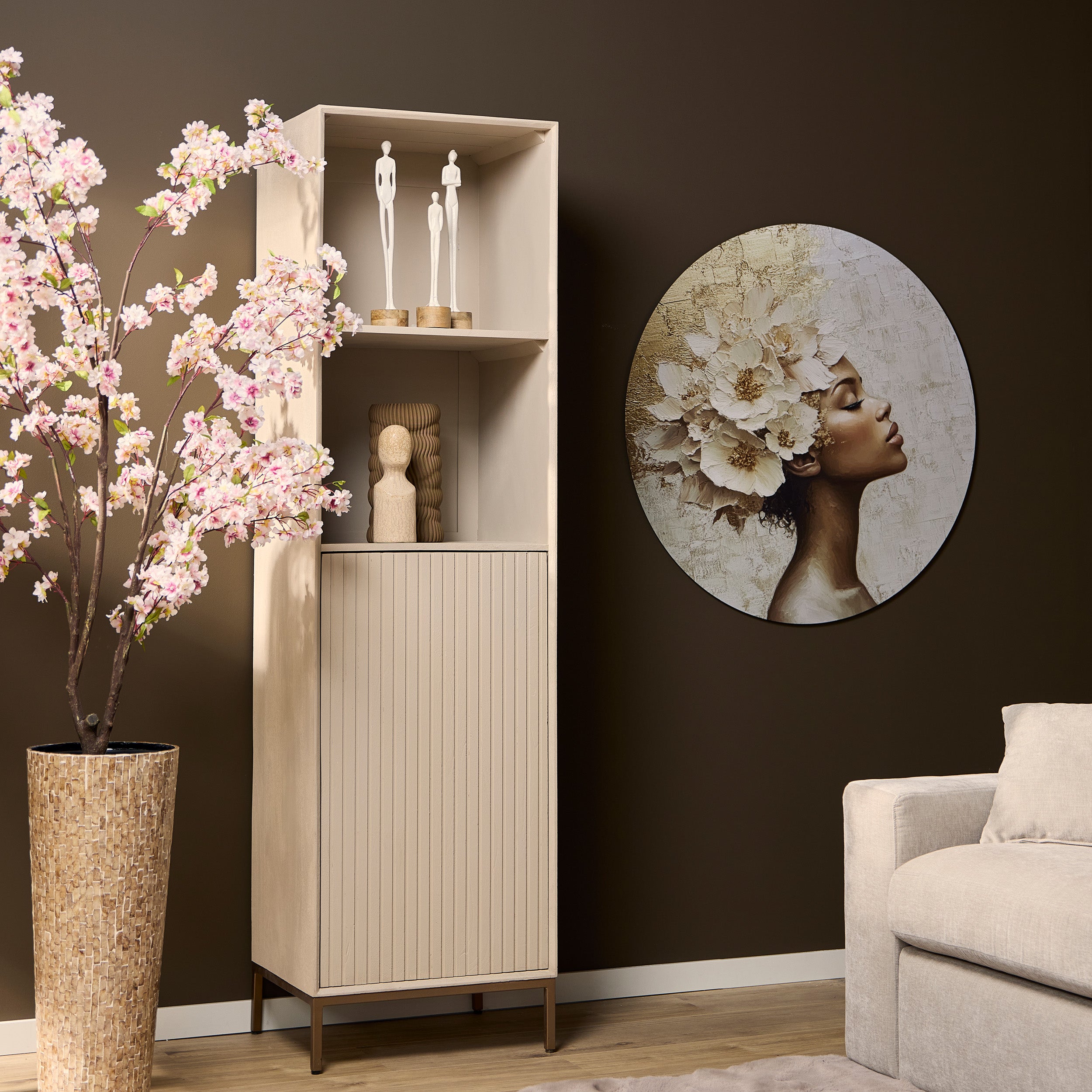 Boekenkast Madison Sand | 1 Deur | Mangohout Sand