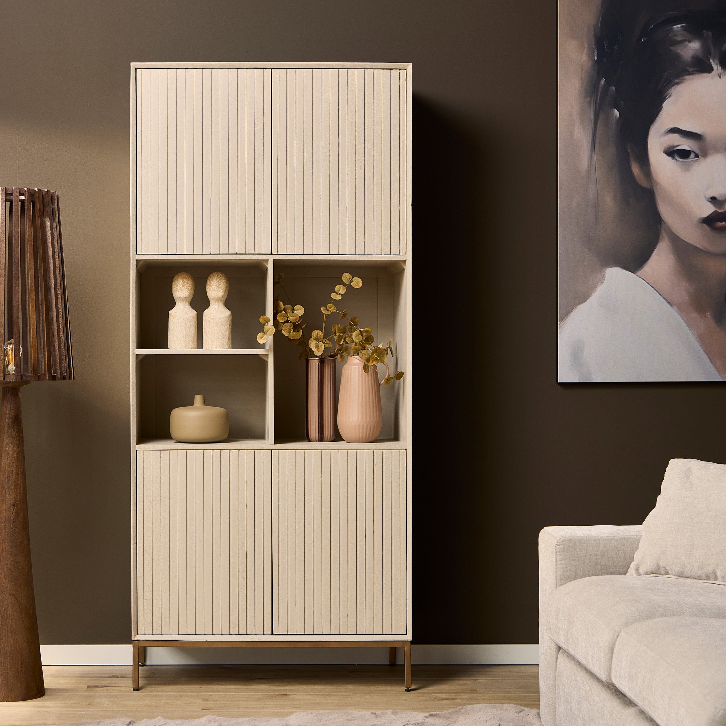 Vakkenkast Madison Sand | Latten | Mangohout Sand