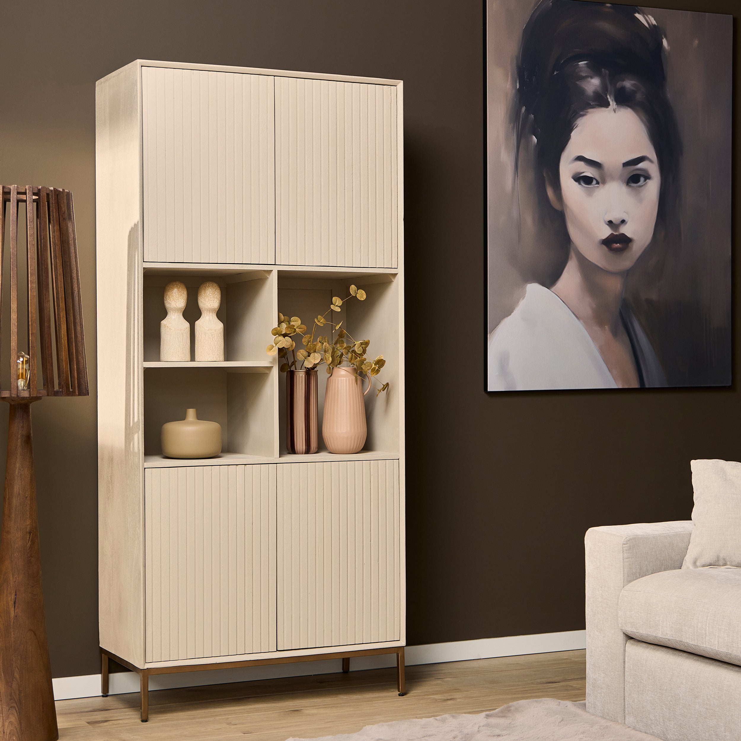 Vakkenkast Madison Sand | Latten | Mangohout Sand