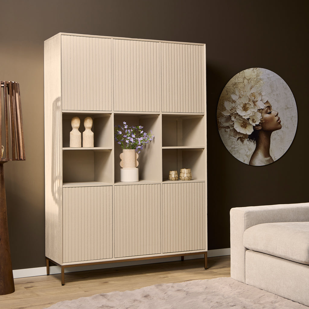 Vakkenkast Madison XL | Sand | Mangohout & Metaal