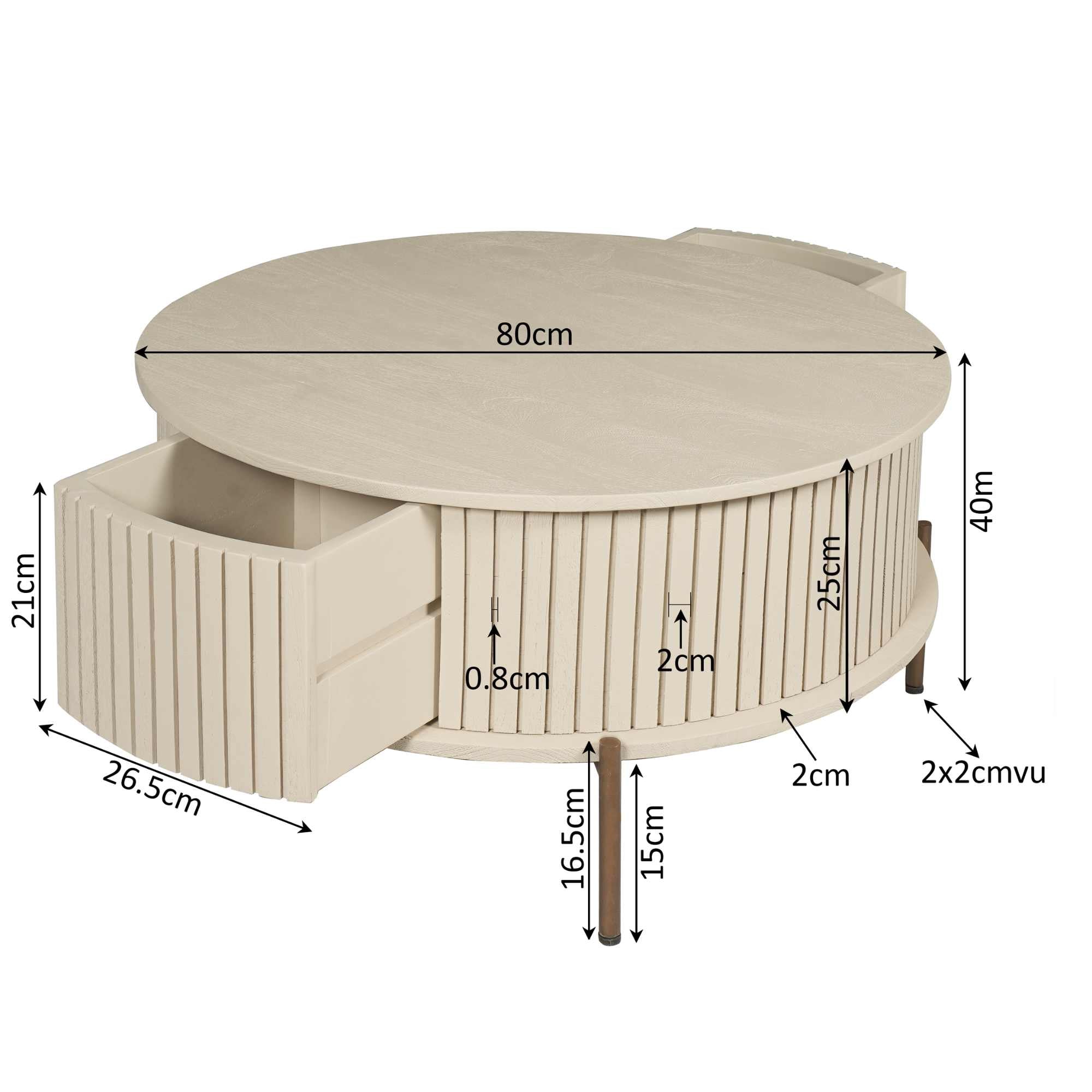 Salontafel Madison | 2 Lades | Mangohout Sand
