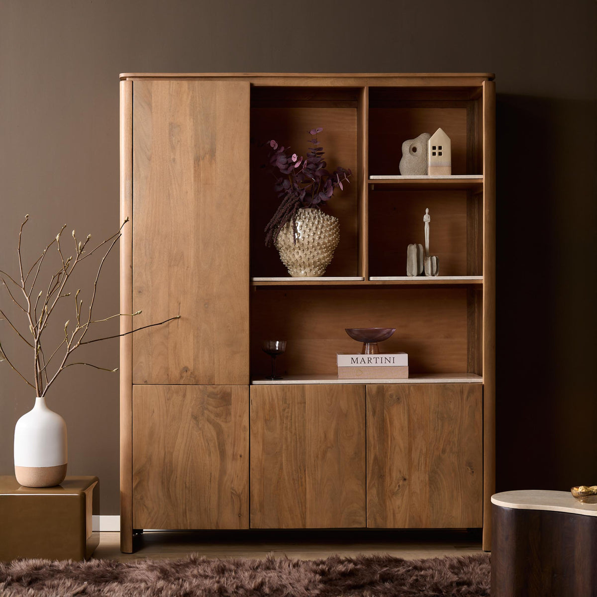 Vakkenkast XL Dallas Naturel Mangohout 160 cm