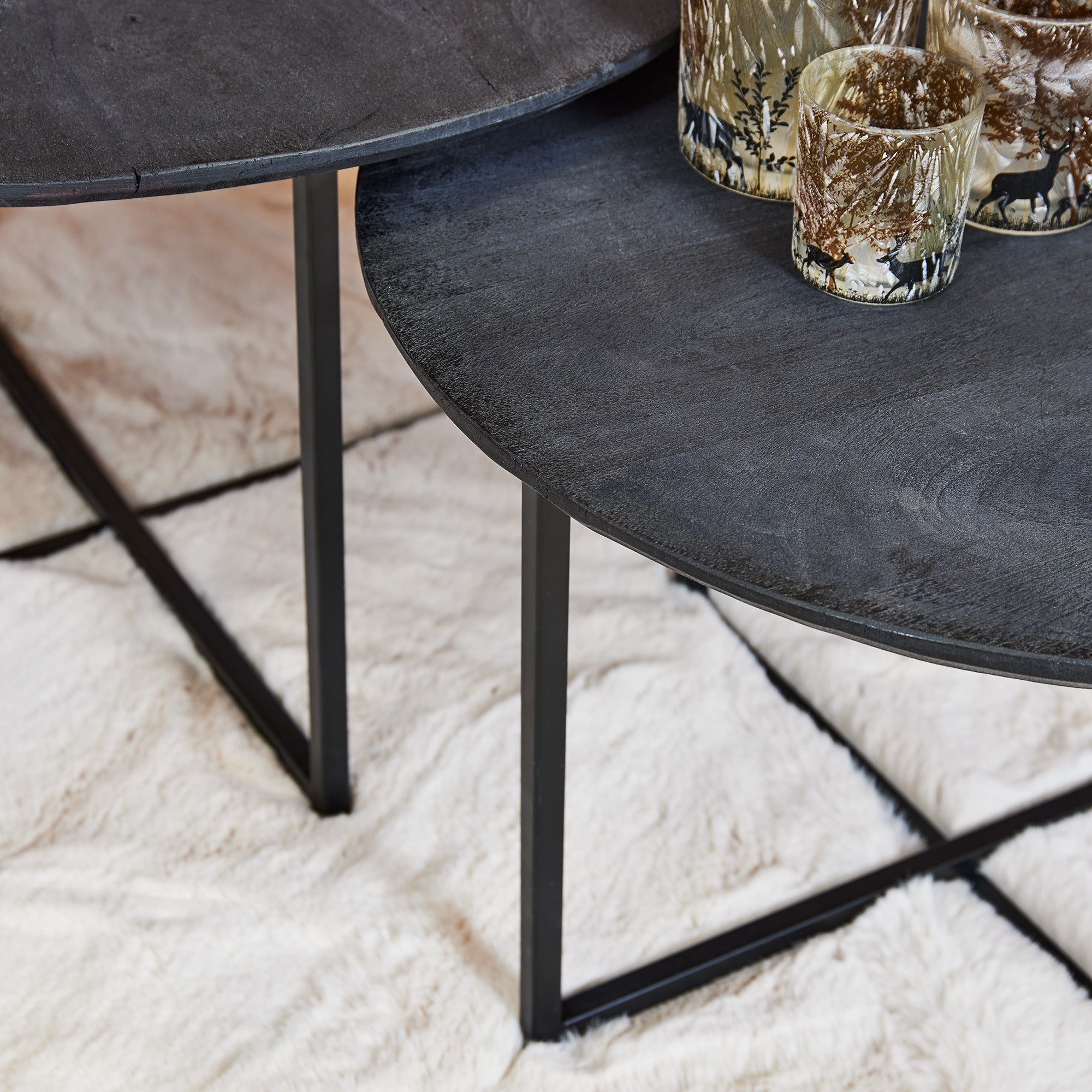 Salontafel Arlington | Set van 2 | Mangohout Zwart