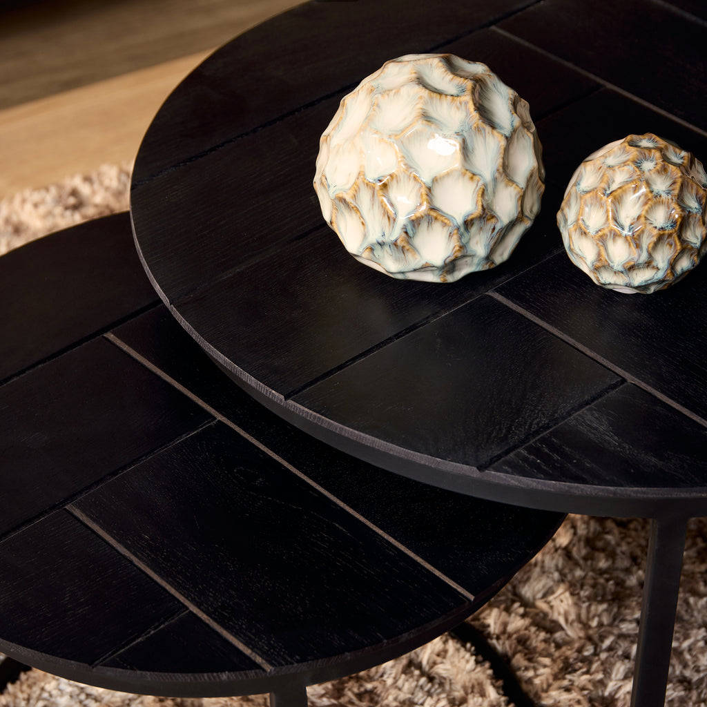 Salontafel Otik Black | Set van 2 | Eiken & Metaal