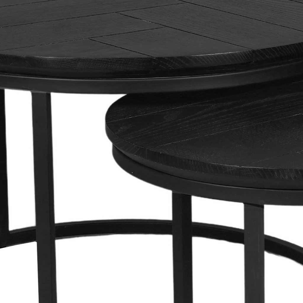 Salontafel Otik Black | Set van 2 | Eiken & Metaal
