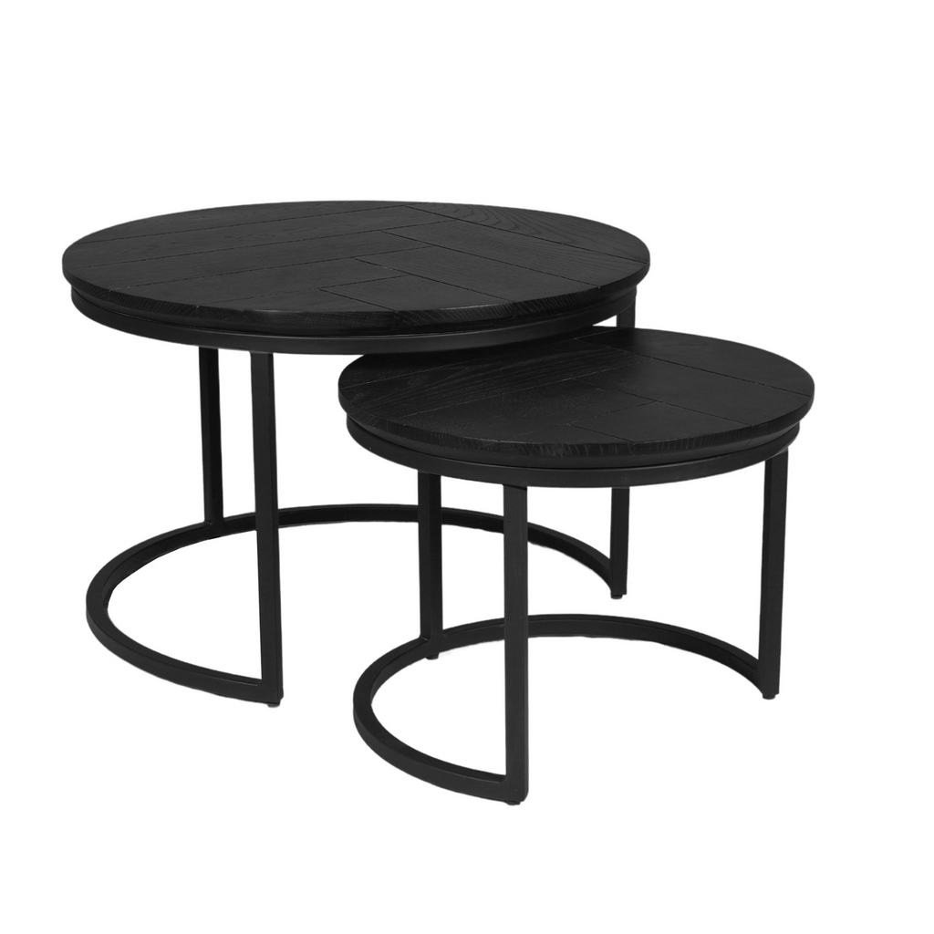 Salontafel Otik Black | Set van 2 | Eiken & Metaal