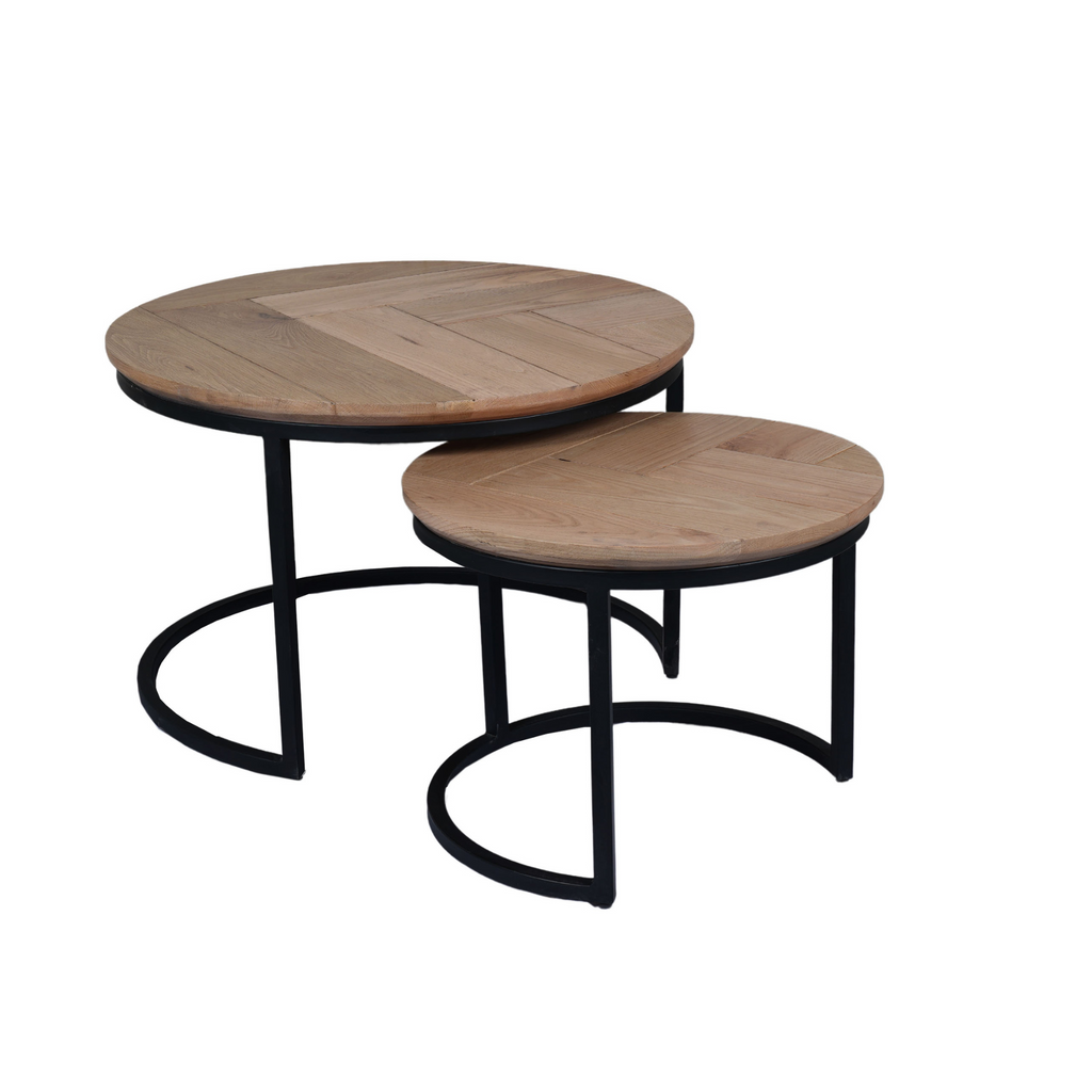 Salontafel Otik Naturel | Set van 2 | Eiken & zwart