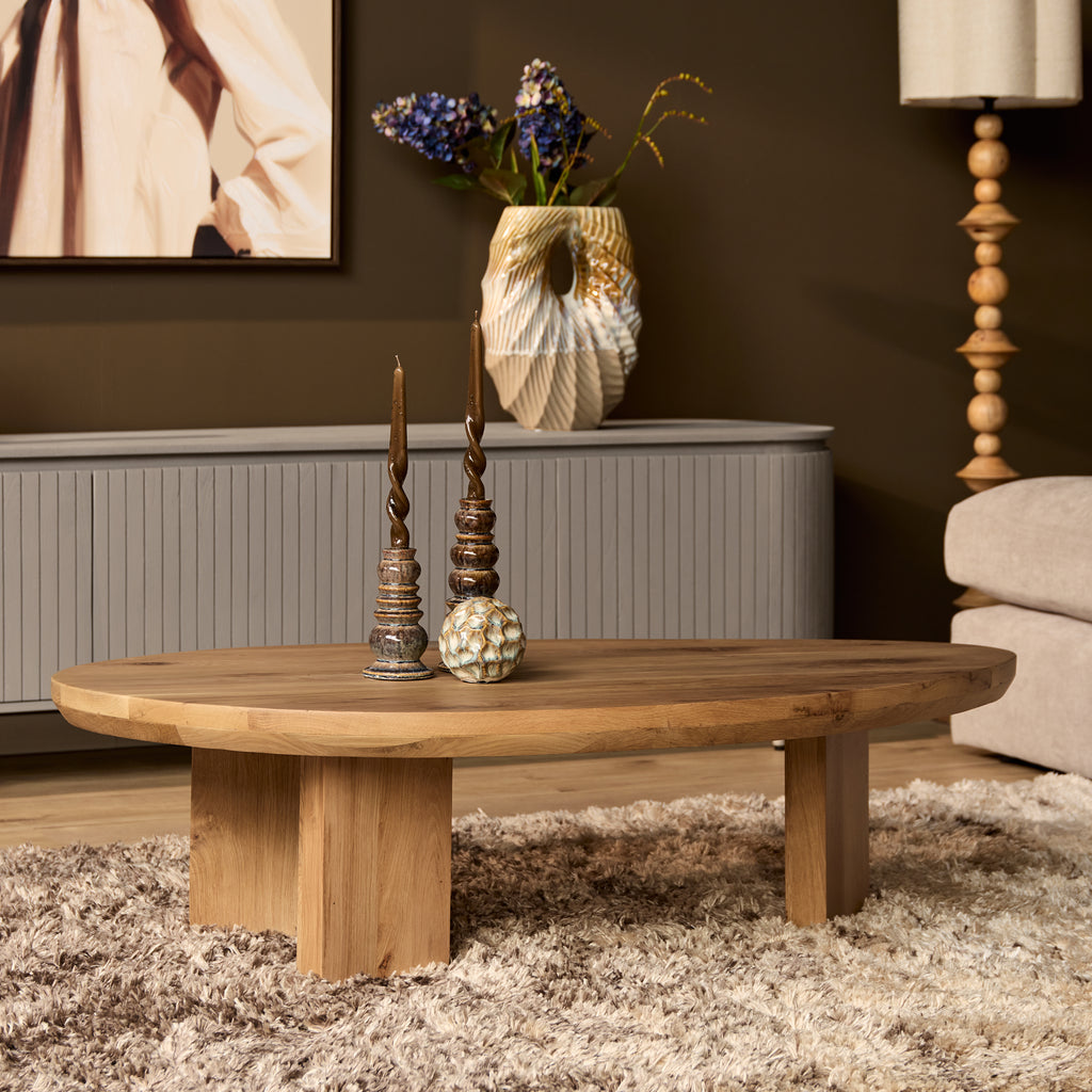 Salontafel Zillah | Driehoekig | Naturel eiken