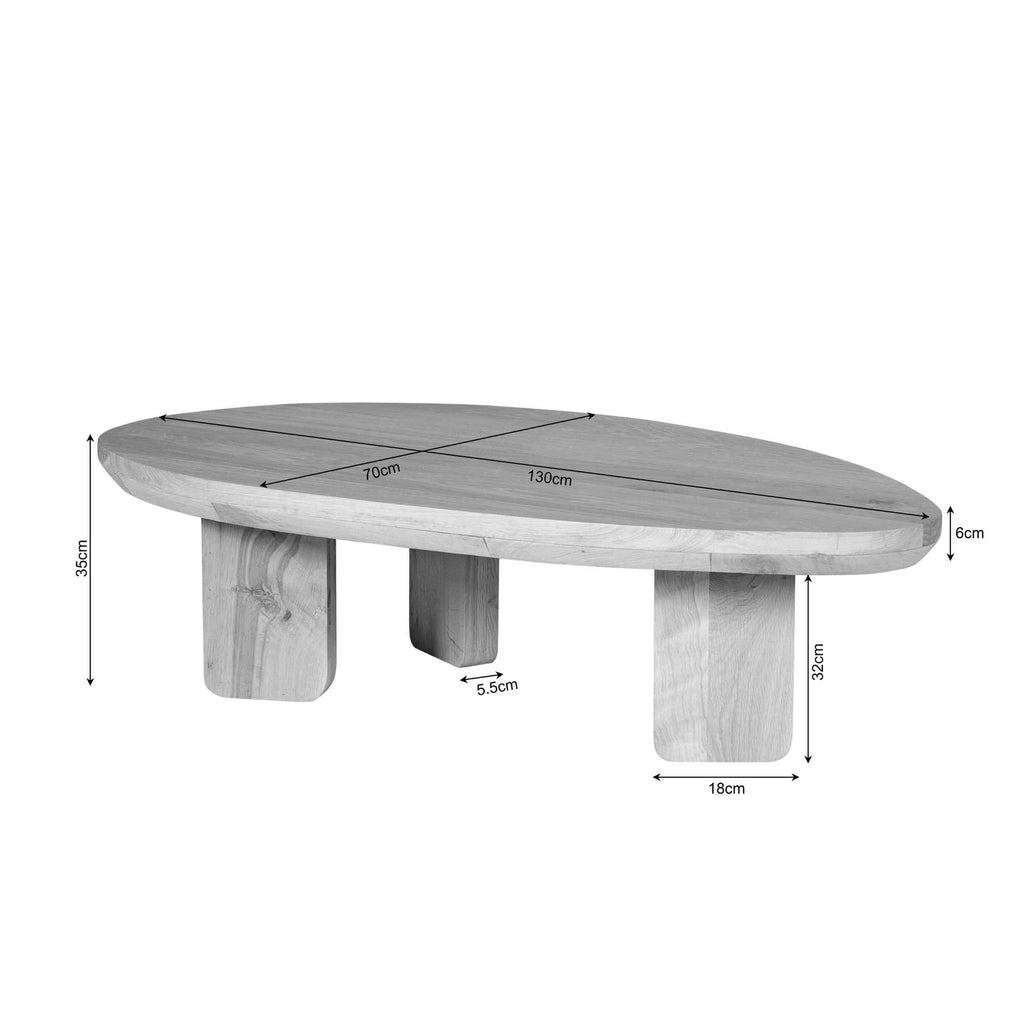 Salontafel Zillah | Driehoekig | Naturel eiken
