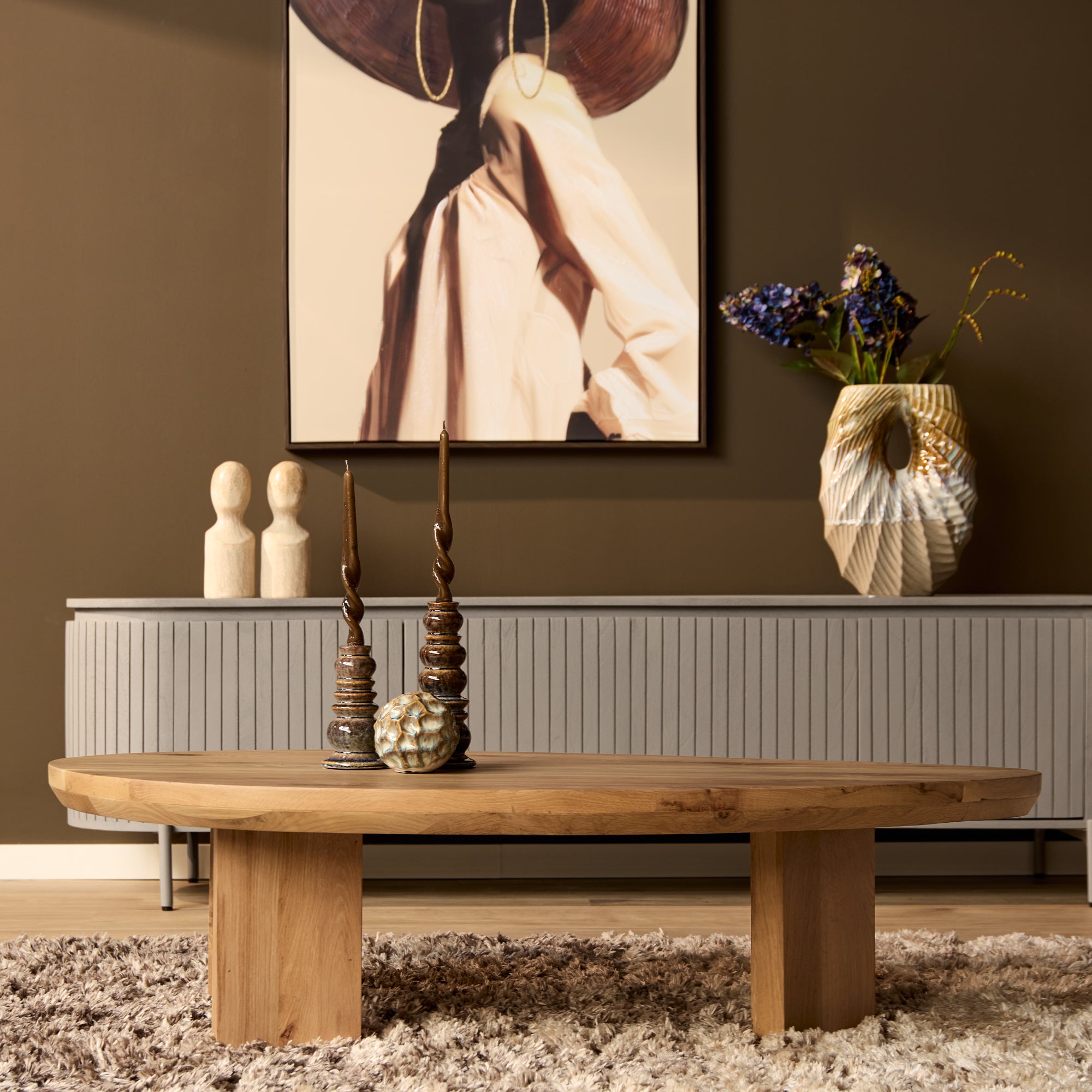 Salontafel Zillah | Driehoekig | Naturel eiken