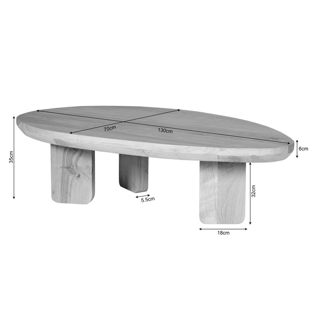 Salontafel Zillah | Driehoekig | Eiken naturel