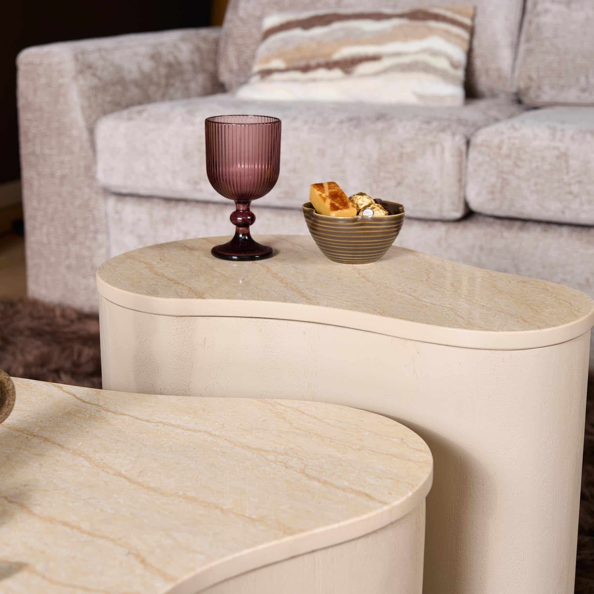 Salontafel Lovi Sand | Marmer blad | Mango sand