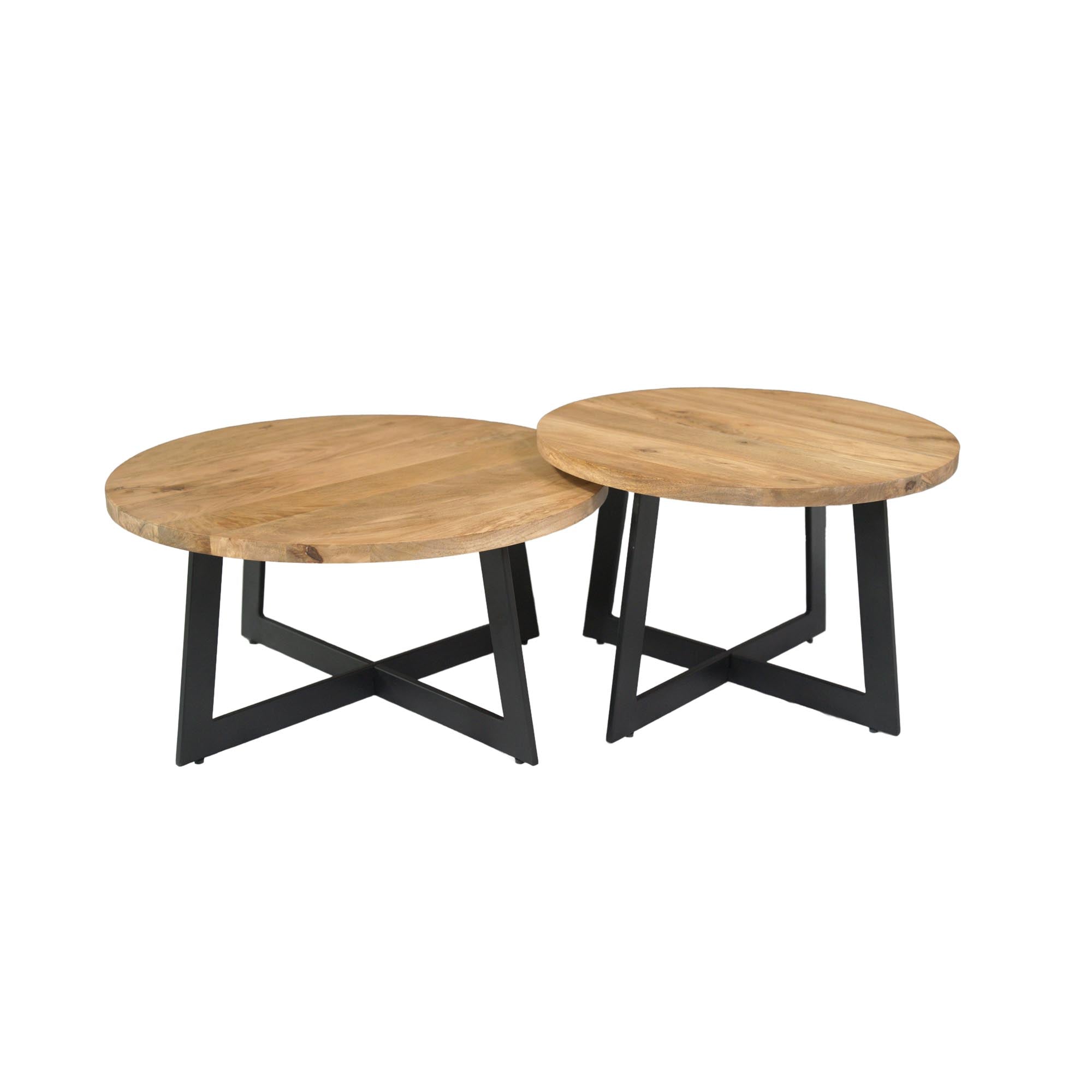 Salontafel Atlanta | Mangohout & Zwart staal | Set van 2