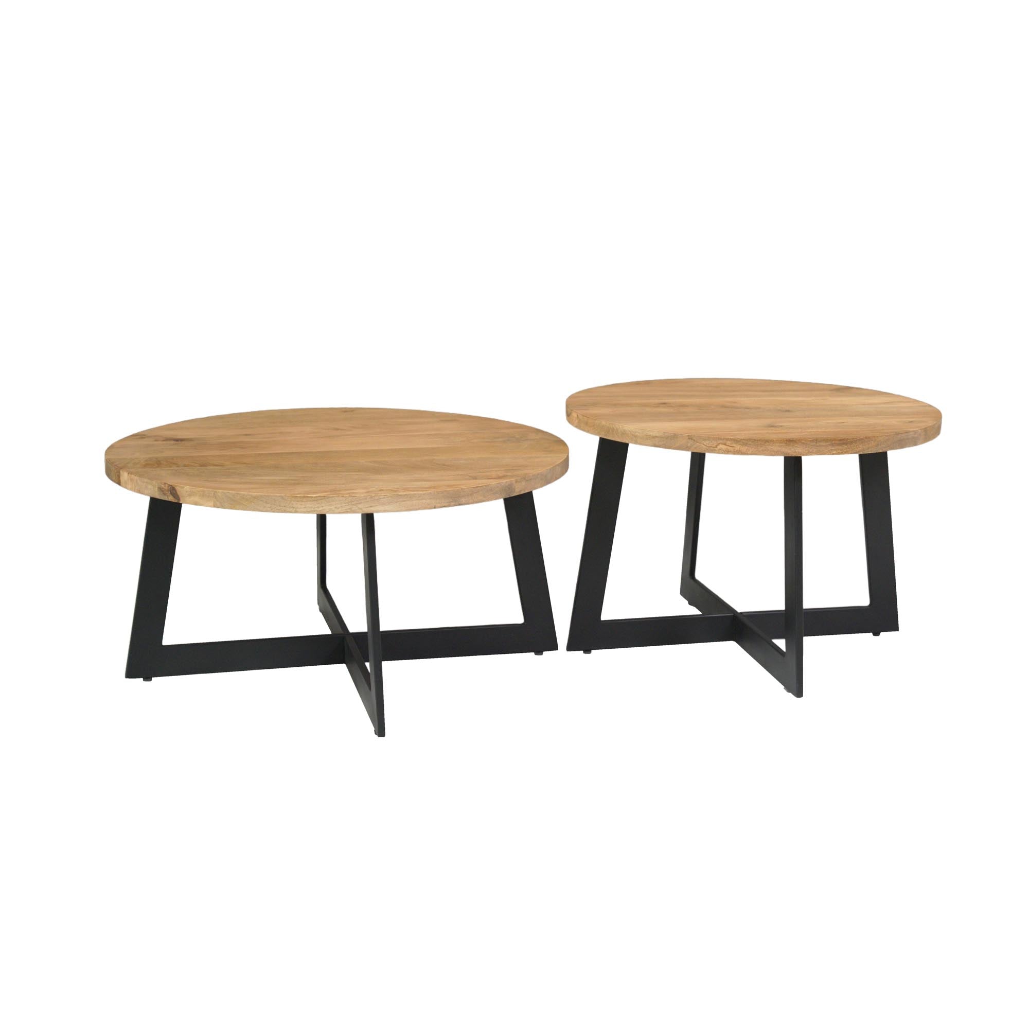 Salontafel Atlanta | Mangohout & Zwart staal | Set van 2