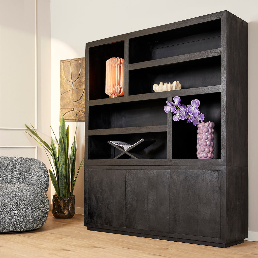 Vakkenkast Brussel Black XL | Mangohout | Black finish