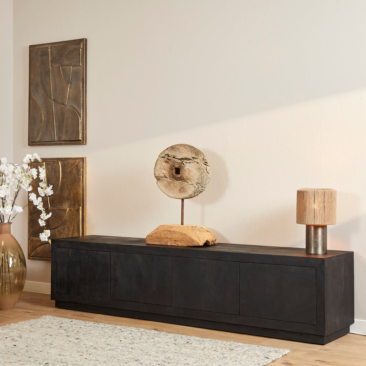TV-meubel Brussel Zwart | 200 cm