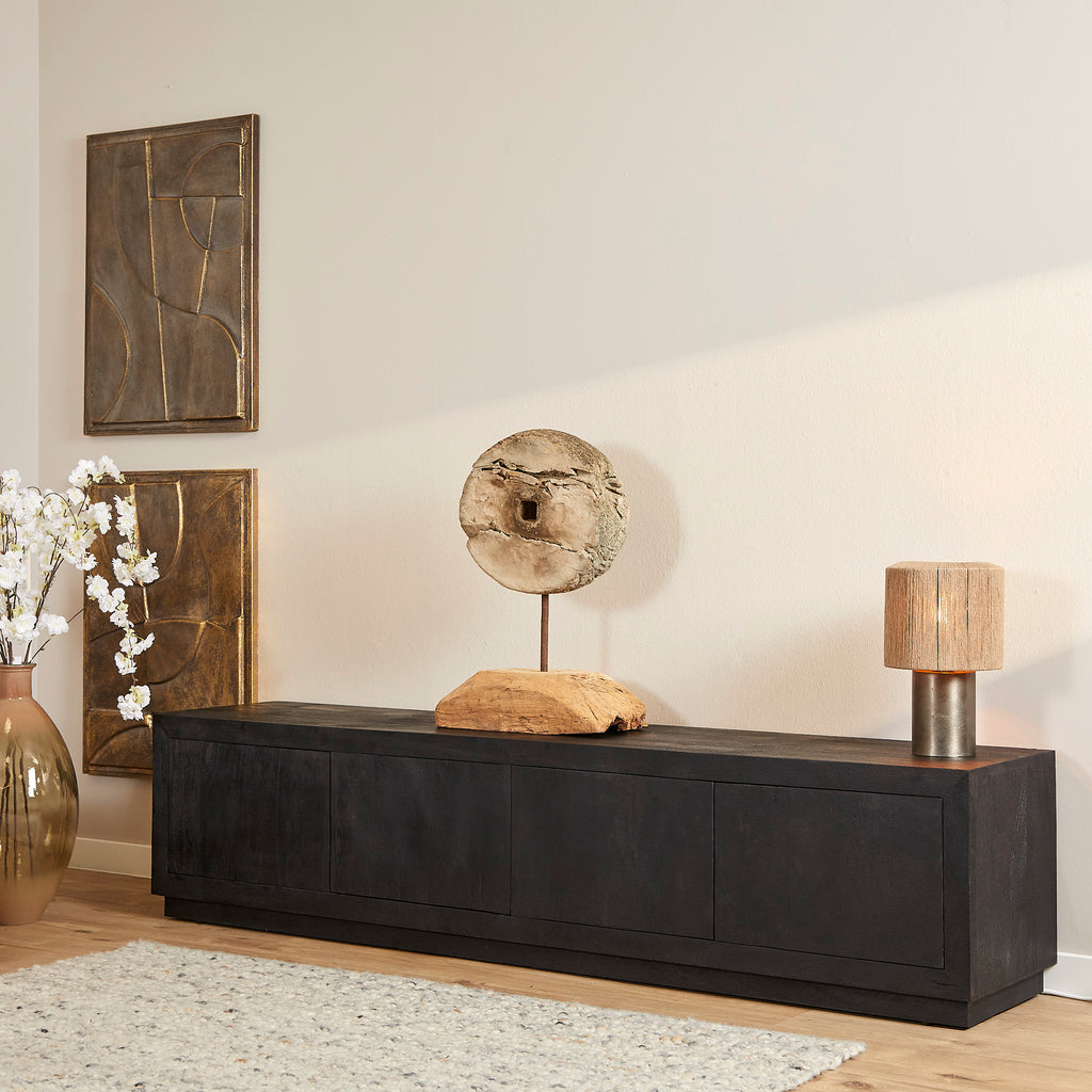 TV-meubel Brussel Black | 4-Deurs | Mangohout Black