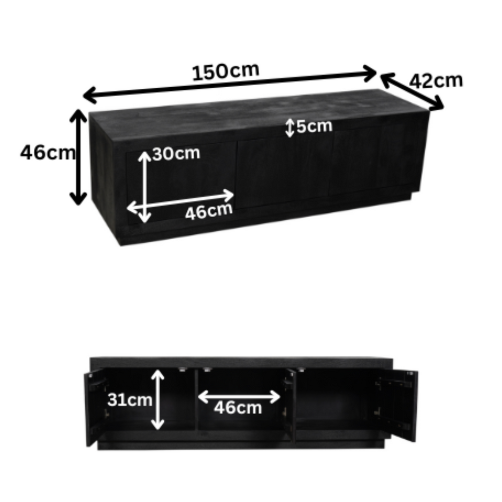 TV-meubel Brussel | Black | Mangohout