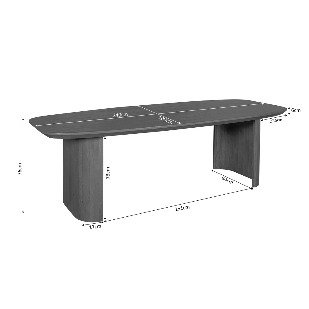 Eettafel Maré | Massief mangohout | 240x100 cm